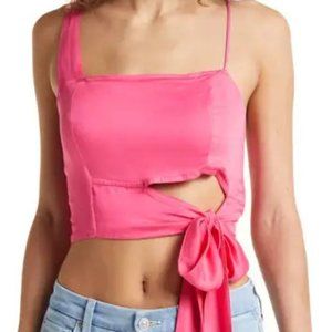 FREE PEOPLE Mila Tie Front Crop Top Fuschia Size Small NWT